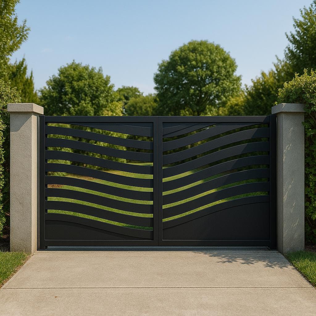 Modern Wave Steel Driveway Gate by the steel fabrication shop, product image 4