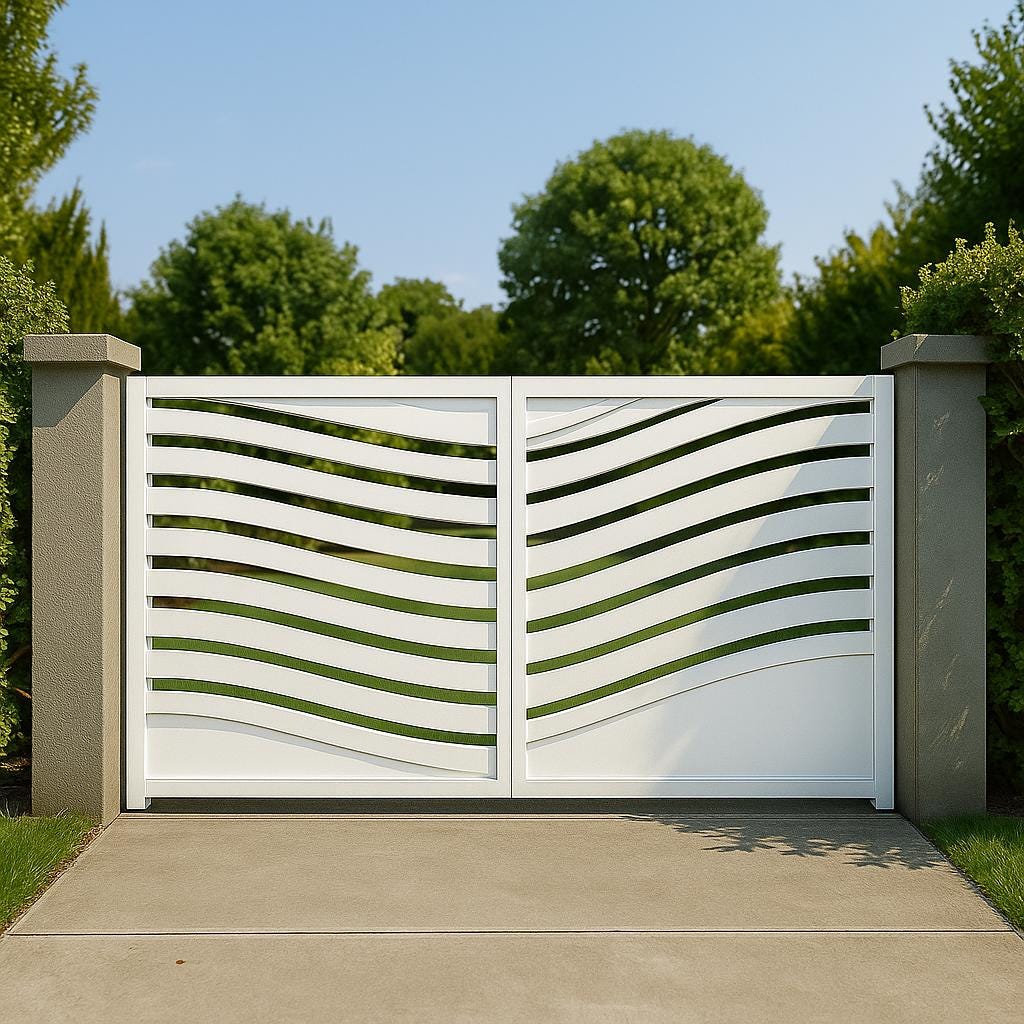 Modern Wave Steel Driveway Gate by the steel fabrication shop, product image 6