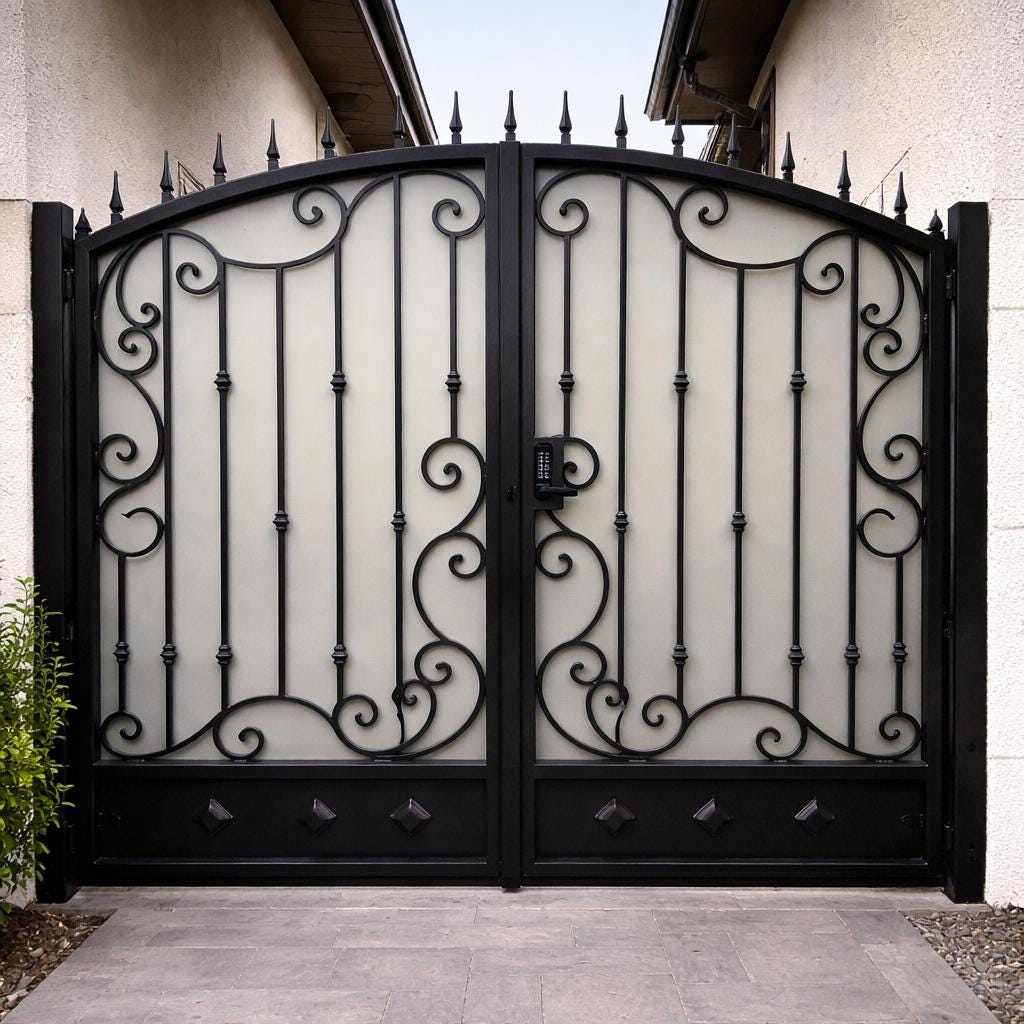 Virella Estate Scroll Driveway Gate by the steel fabrication shop, product image 2