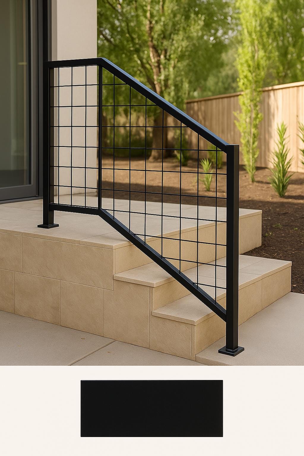 Modern Steel Stair Railing: Welded Wire Indoor Outdoor Handrail by Crown Forge Iron, product image 6