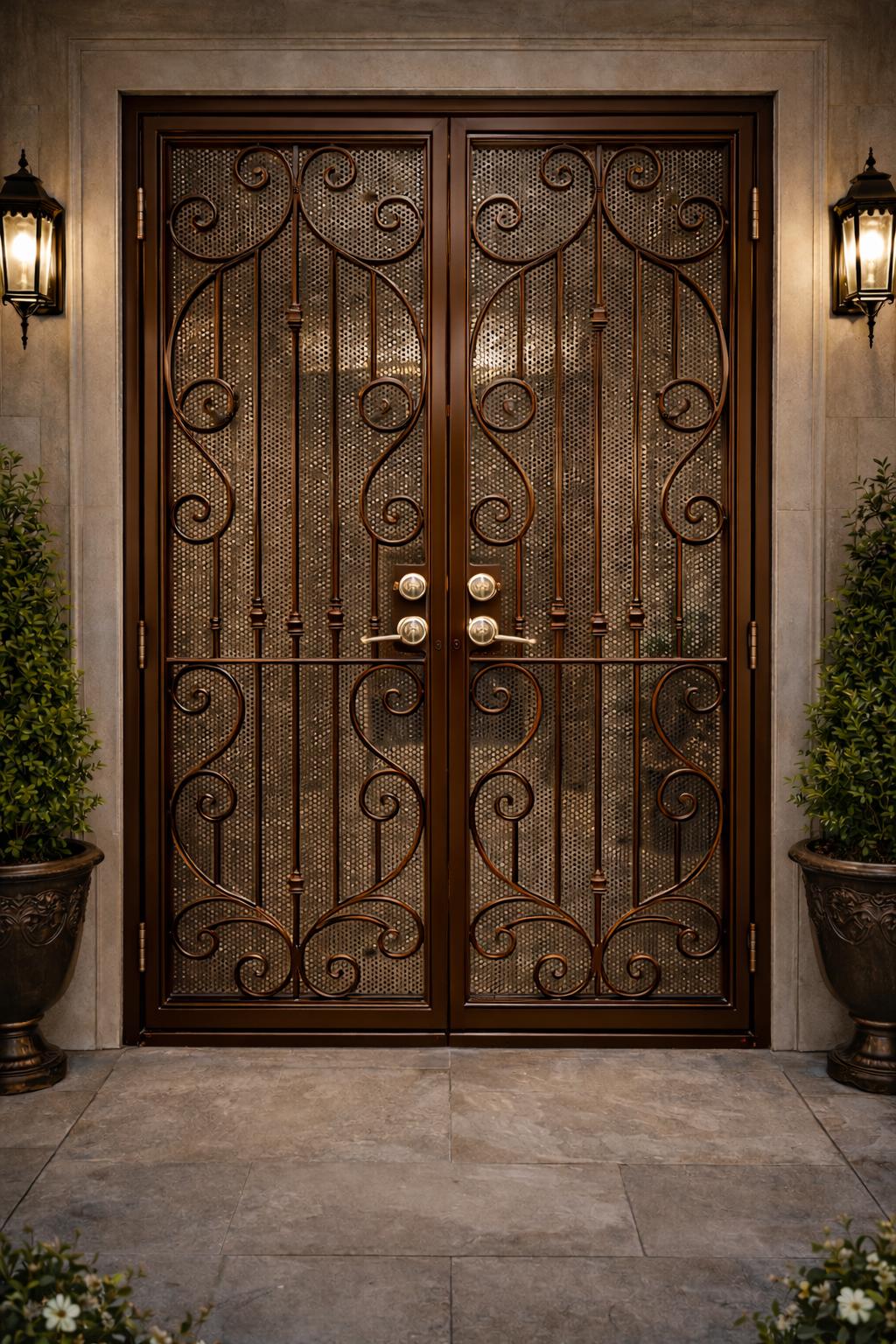 Monaco White Scroll Door – Double Security Door by the steel fabrication shop, product image 3