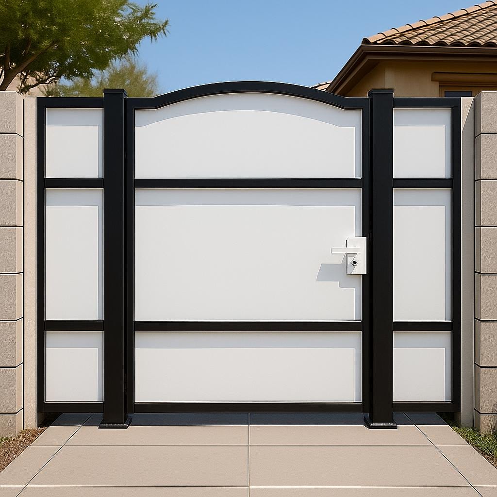 Modern Arched Steel Privacy Gate by the steel fabrication shop, product image 3
