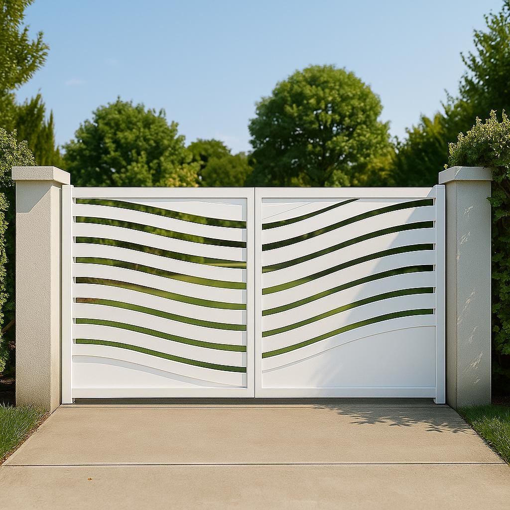 Modern Wave Steel Driveway Gate by the steel fabrication shop, product image 3