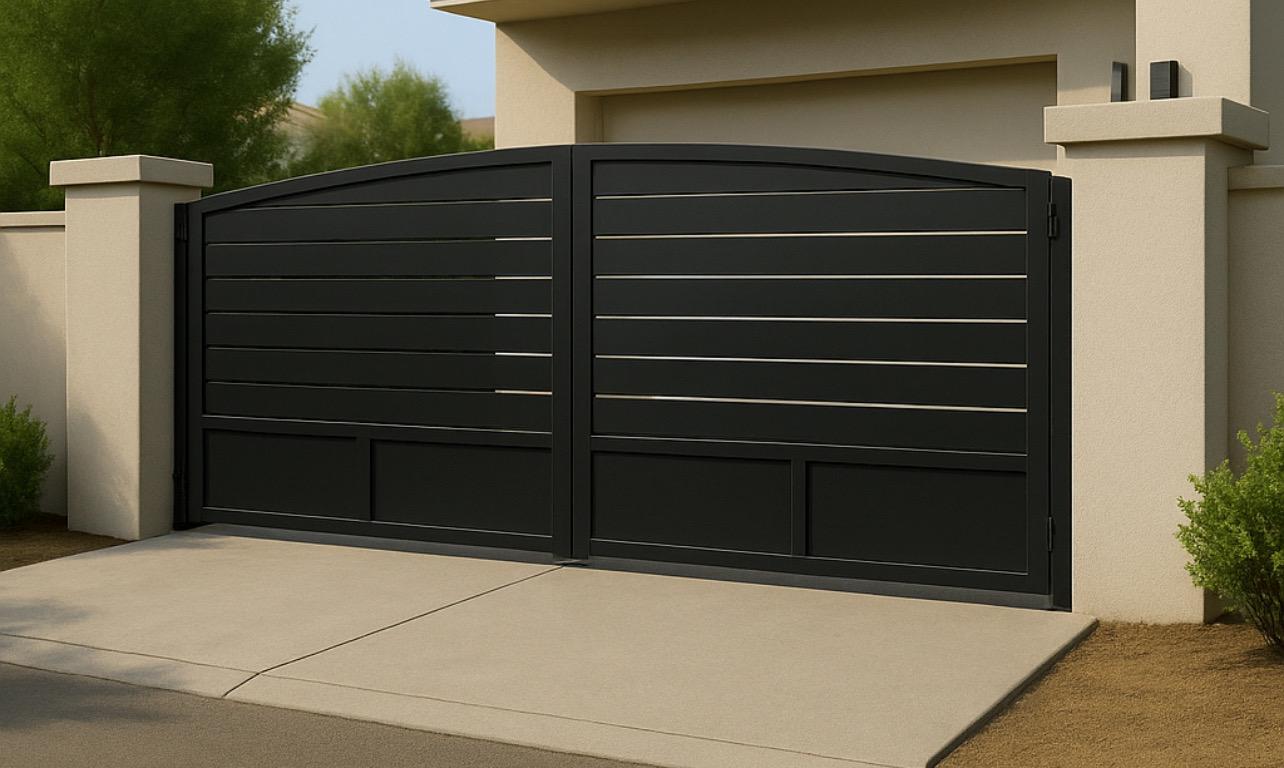 Modern Steel Bifold Driveway Gate by the steel fabrication shop, product image 3