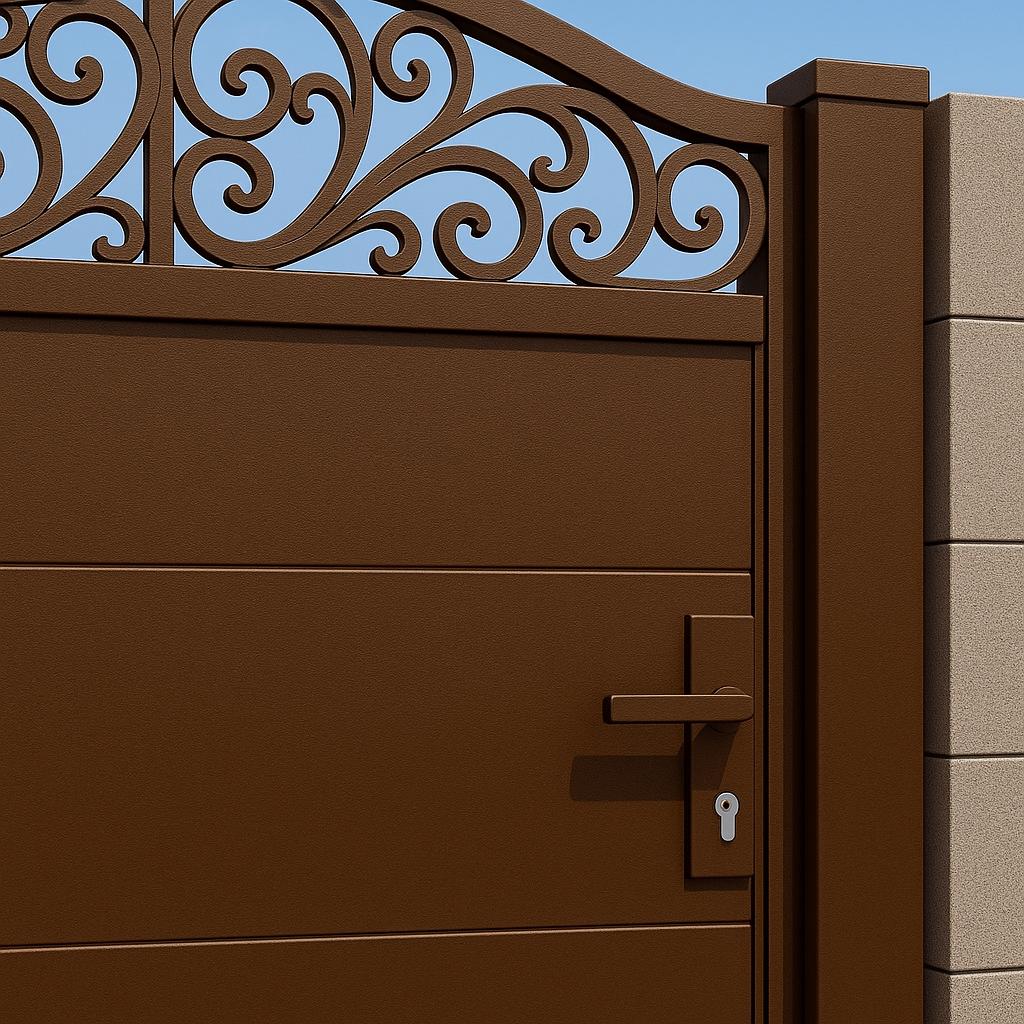 Scroll Top Steel Privacy Gate by the steel fabrication shop, product image 3
