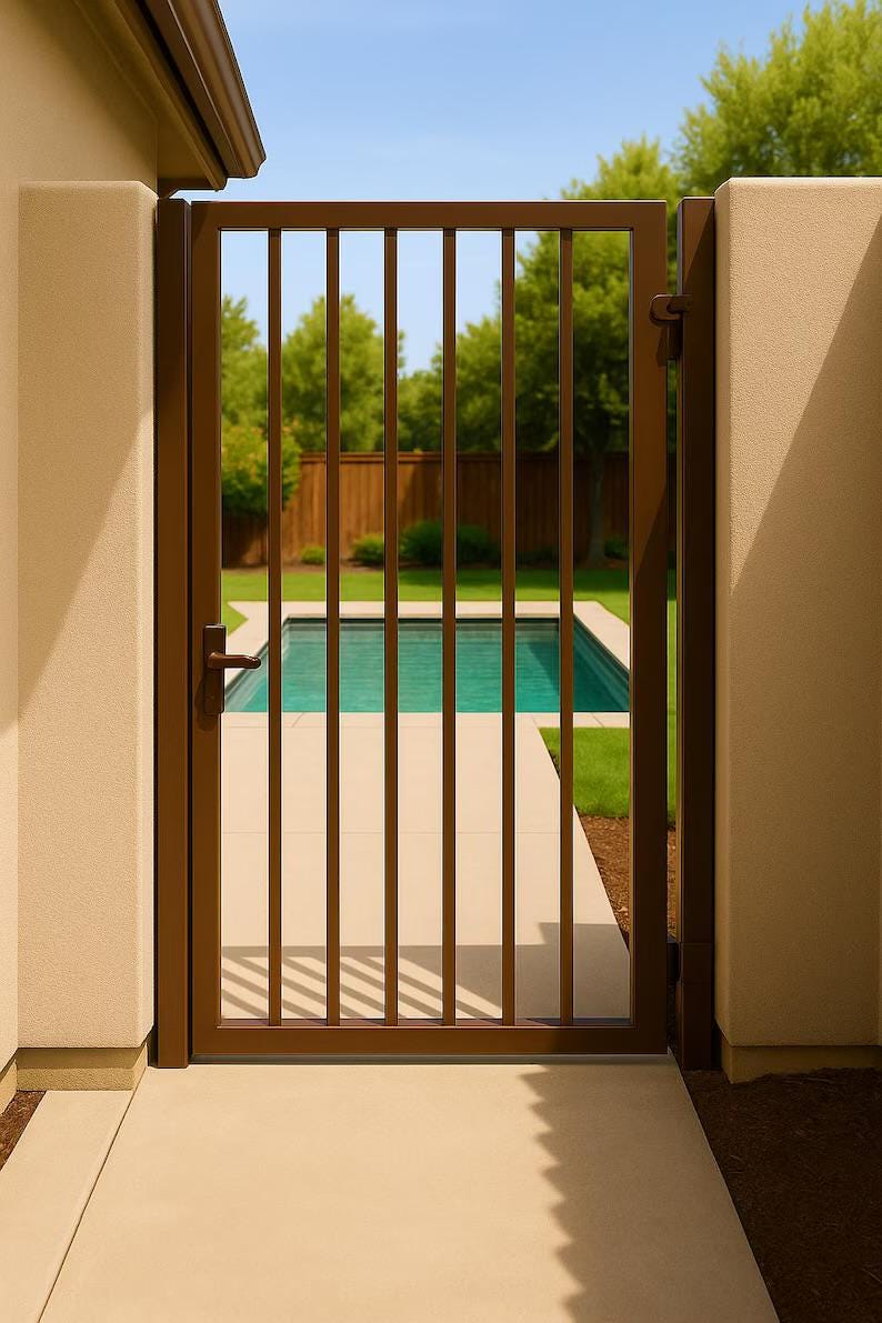 Custom Powder-Coated Steel Pool Gate by the steel fabrication shop, product image 2