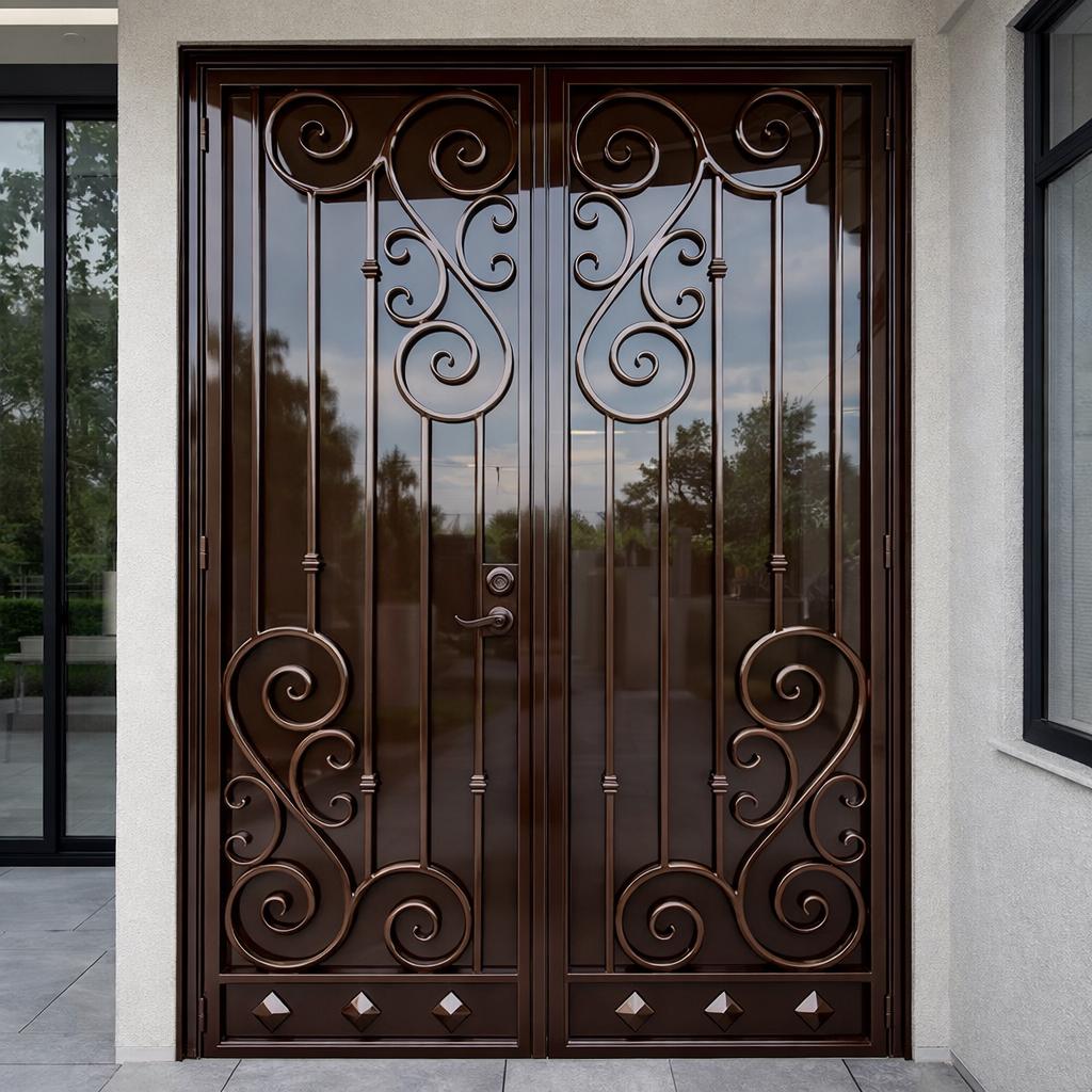 Valencrest Double Iron Entry Door, Decorative Scroll Steel Security Gate by the steel fabrication shop, product image 4