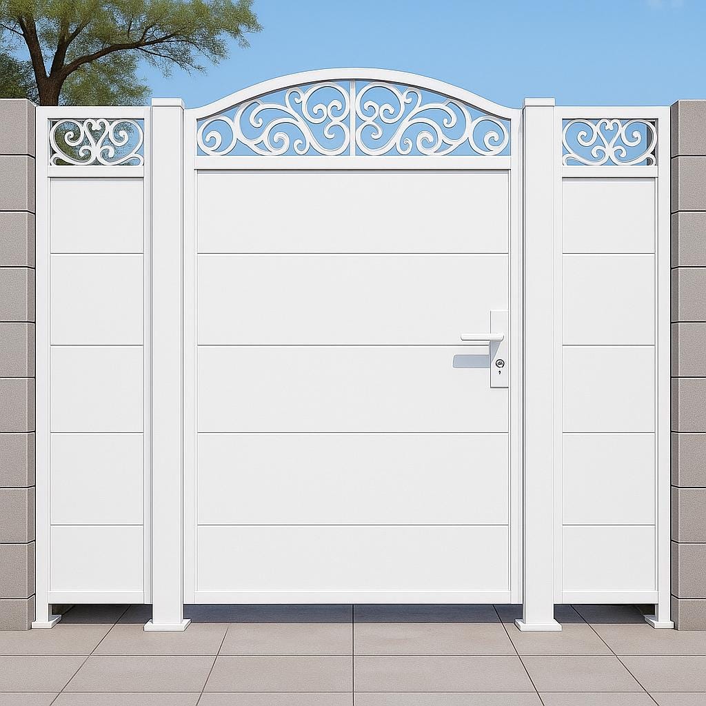 Scroll Top Steel Privacy Gate by Crown Forge Iron, product image 9