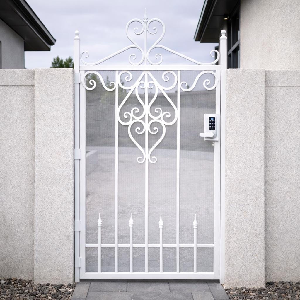 Bellavere Scroll Iron Entry Gate, Decorative Steel Security Walkway Gate by the steel fabrication shop, product image 4