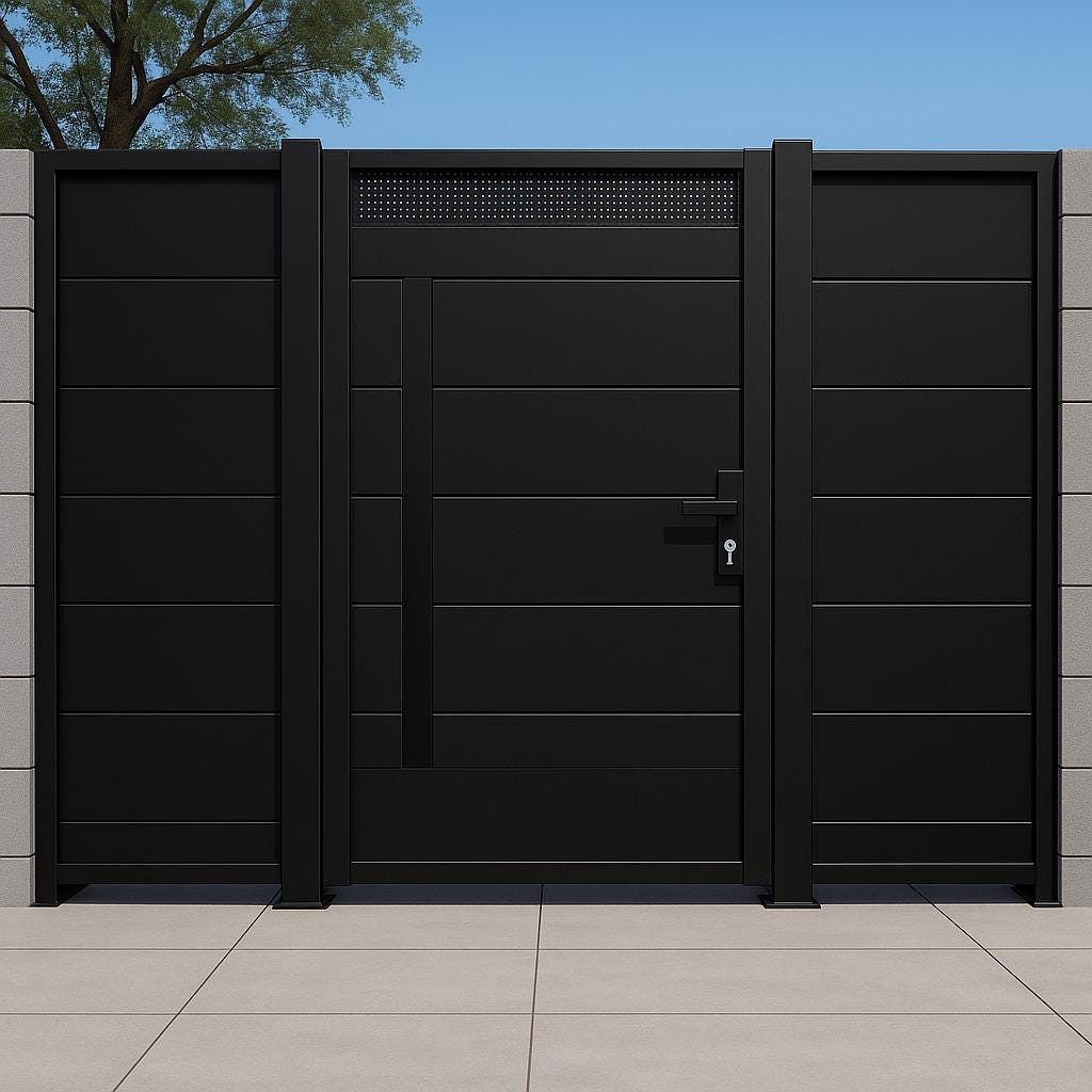 Modern Steel Privacy Gate – Perforated Metal Yard Entry by the steel fabrication shop, product image 8