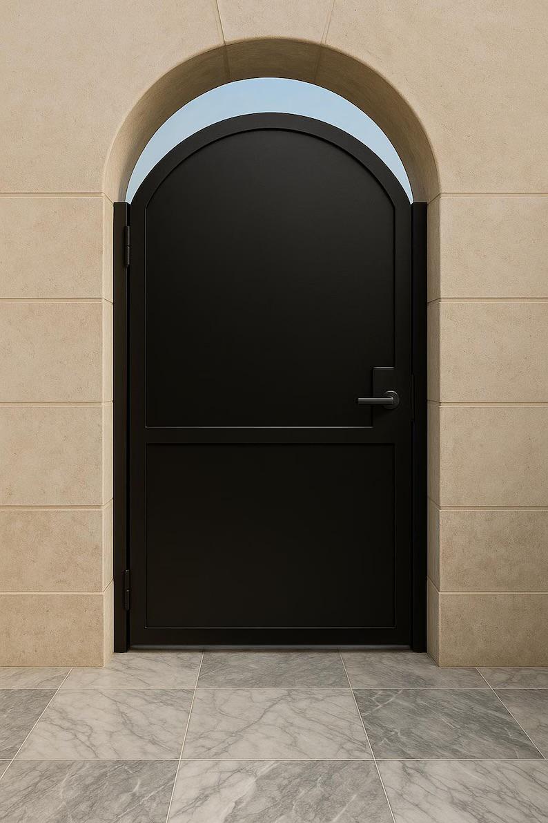 Custom Arched Steel Privacy Gate by the steel fabrication shop, product image 4