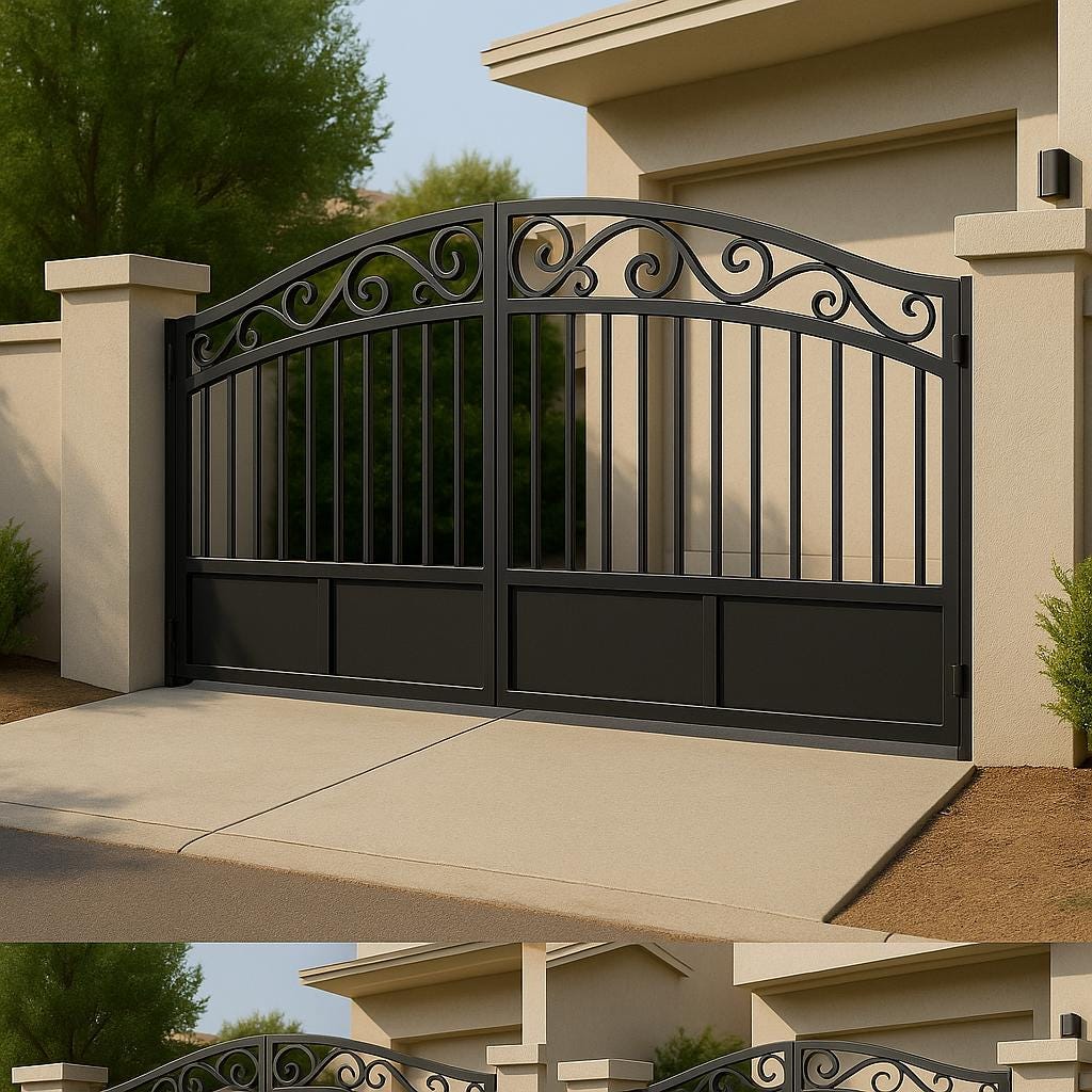 Custom Steel Driveway Gate – Modern Bi-Fold Security Entry by Crown Forge Iron, product image 9