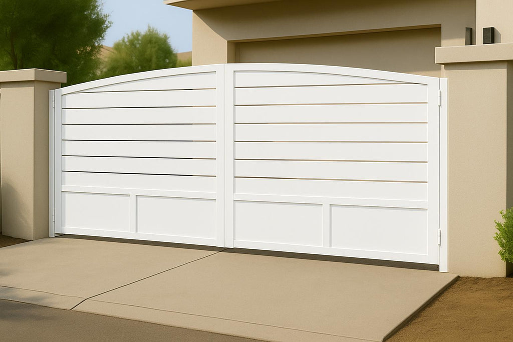 Modern Steel Bifold Driveway Gate by Crown Forge Iron, product image 2