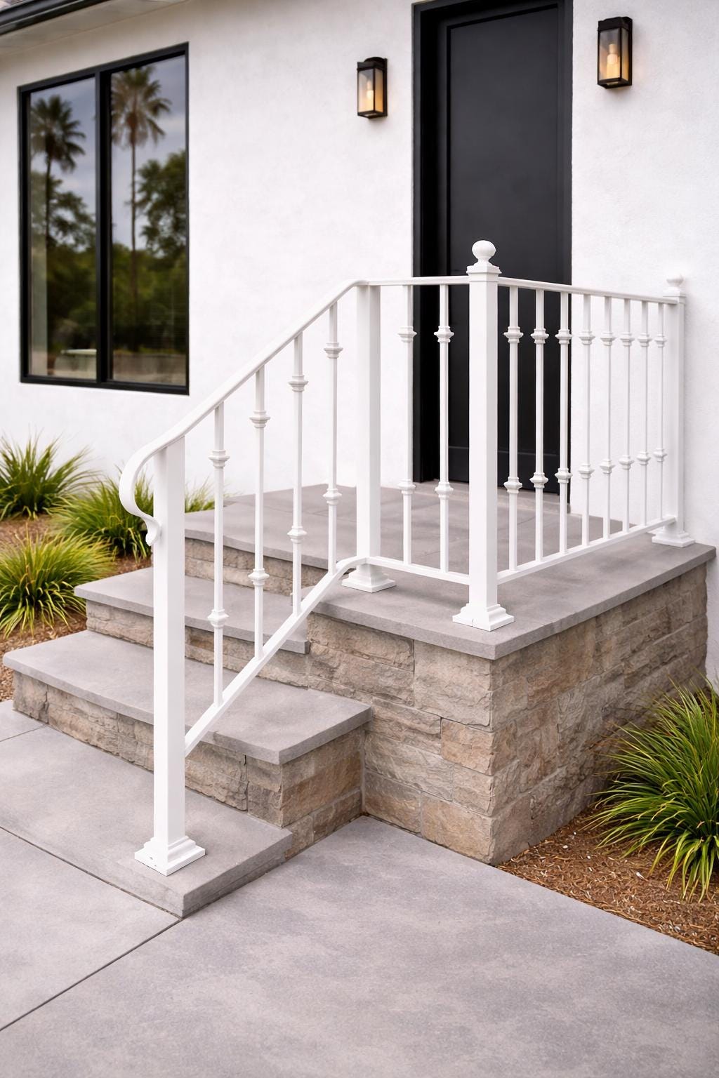 Heritage Crown Landing Handrail, Custom Wrought Iron Stair Railing, Porch Safety Rail, Decorative Outdoor Handrail, Entry