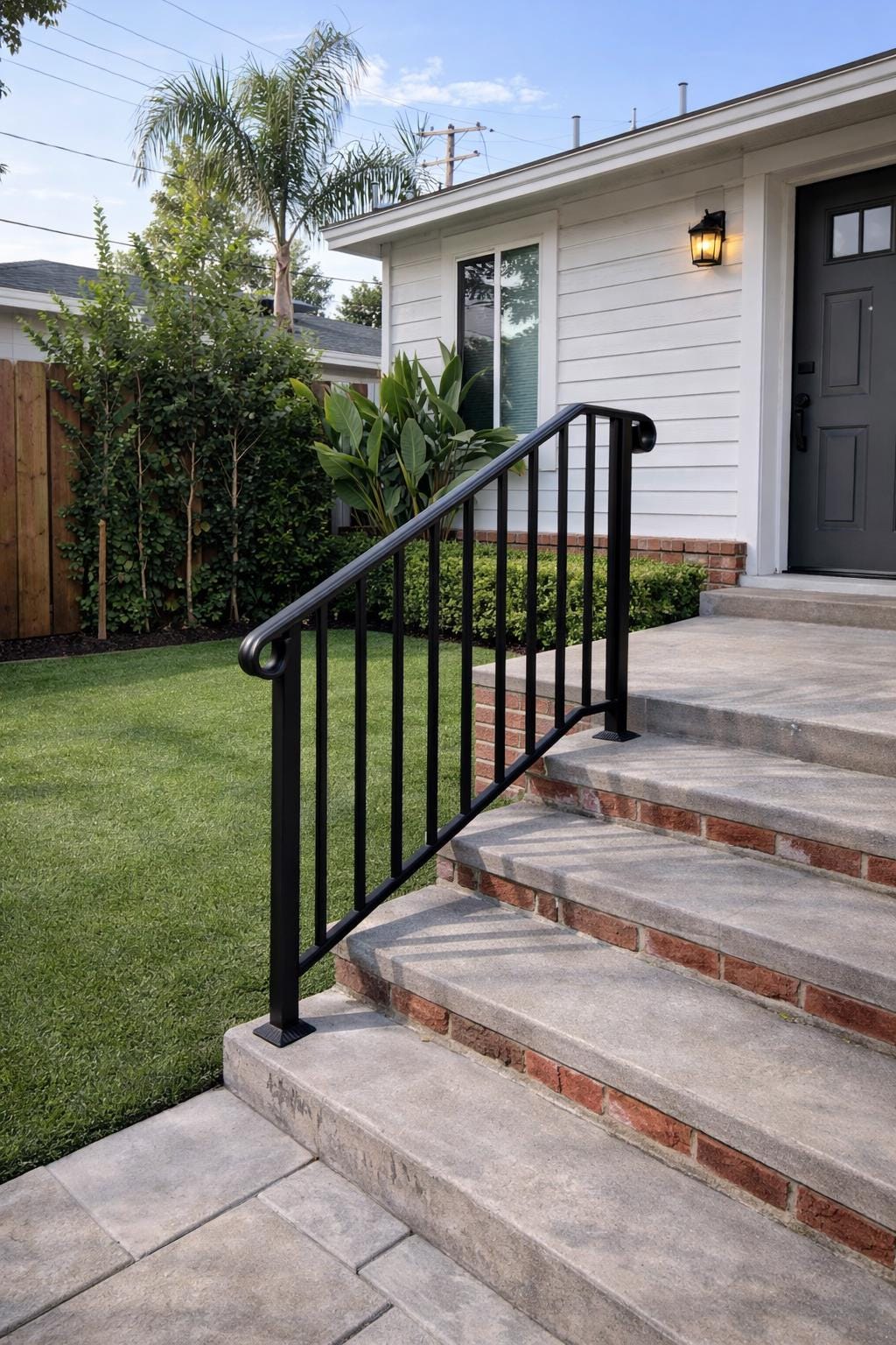 Heritage Classic Stair Handrail, Custom Wrought Iron Railing, Porch Step Rail, Metal Entry Handrail, Outdoor Stair Railing by