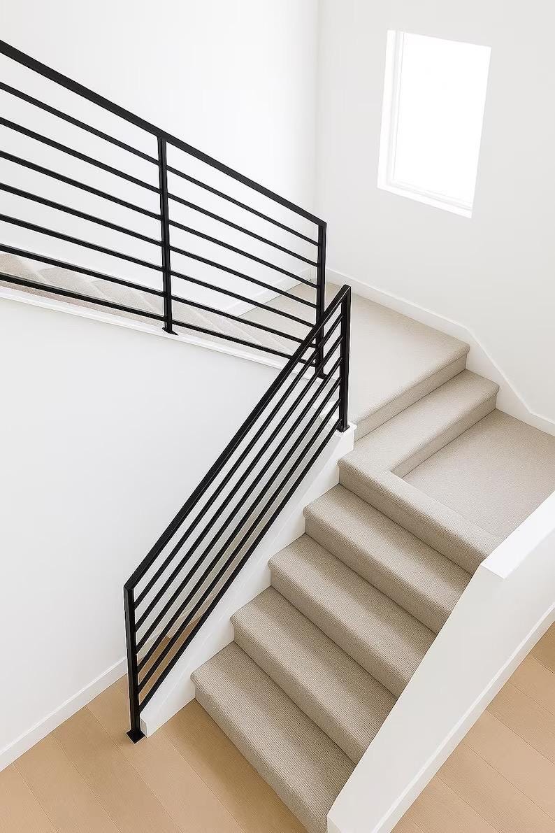 Custom Steel Stair Railing – Modern Horizontal Bar Handrail, ADA-Compliant Indoor/Outdoor Step Rail by the steel fabrication