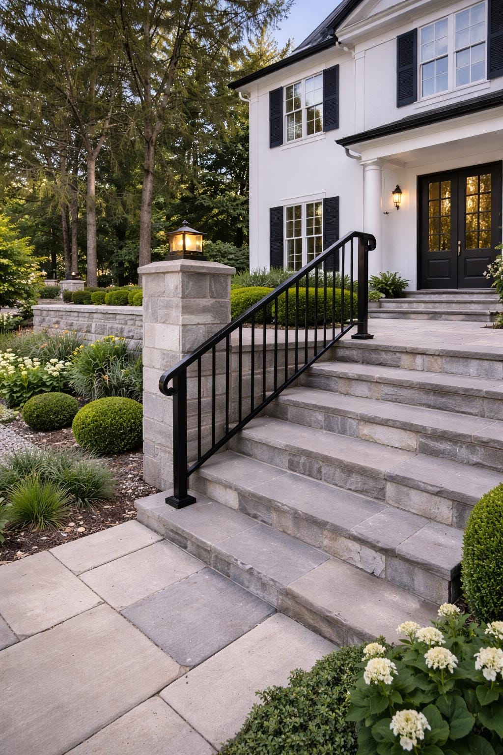 Heritage Classic Stair Handrail, Custom Wrought Iron Railing, Porch Step Rail, Metal Entry Handrail, Outdoor Stair Railing by
