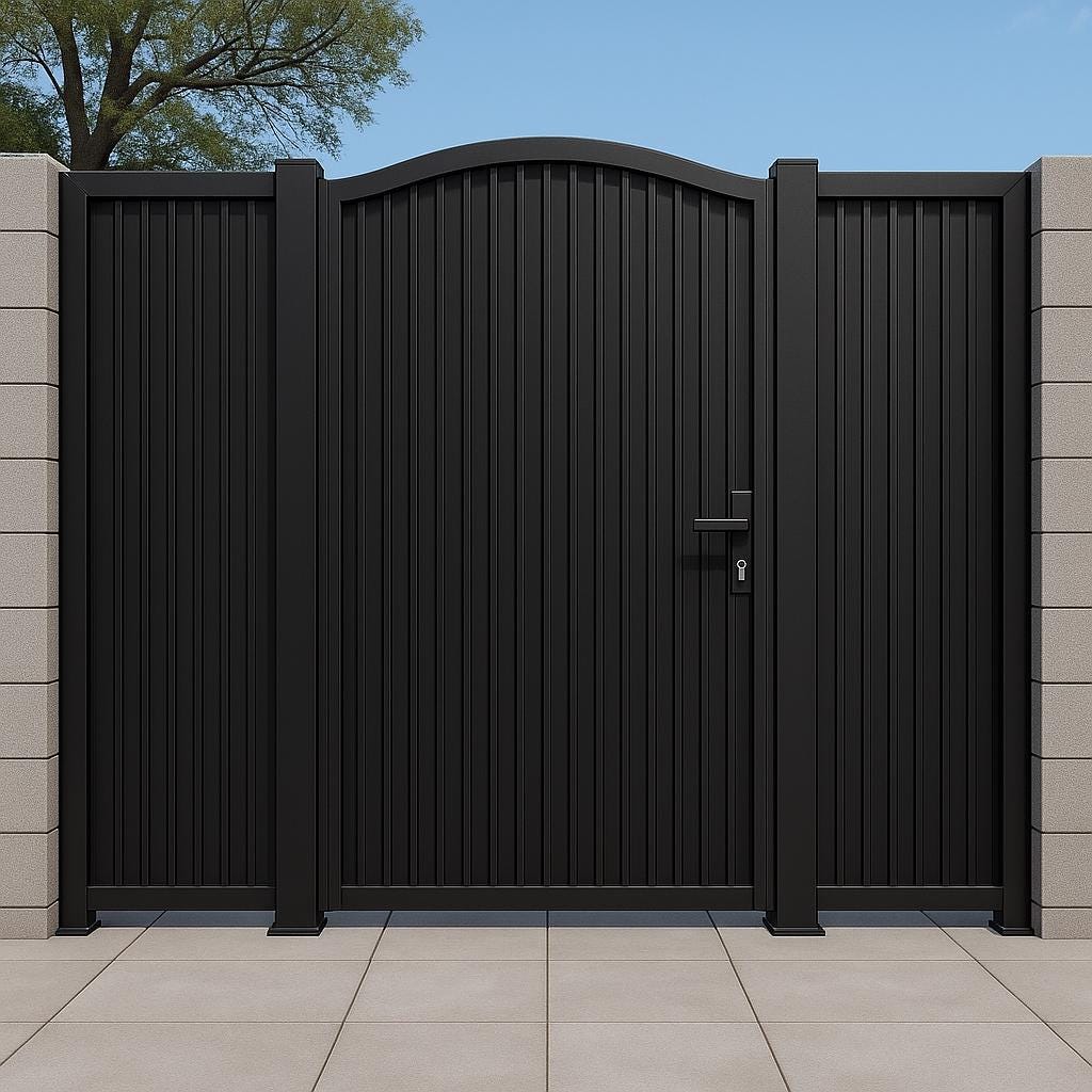Arched Steel Privacy Gate – Modern Metal Garden Entry Door by the steel fabrication shop, product image 6