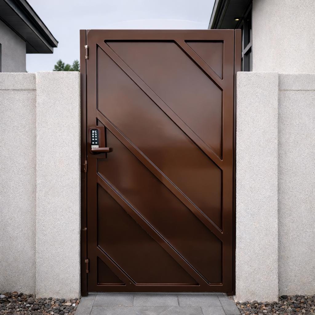 Modern White Steel Geometric Entry Gate by the steel fabrication shop, product image 1