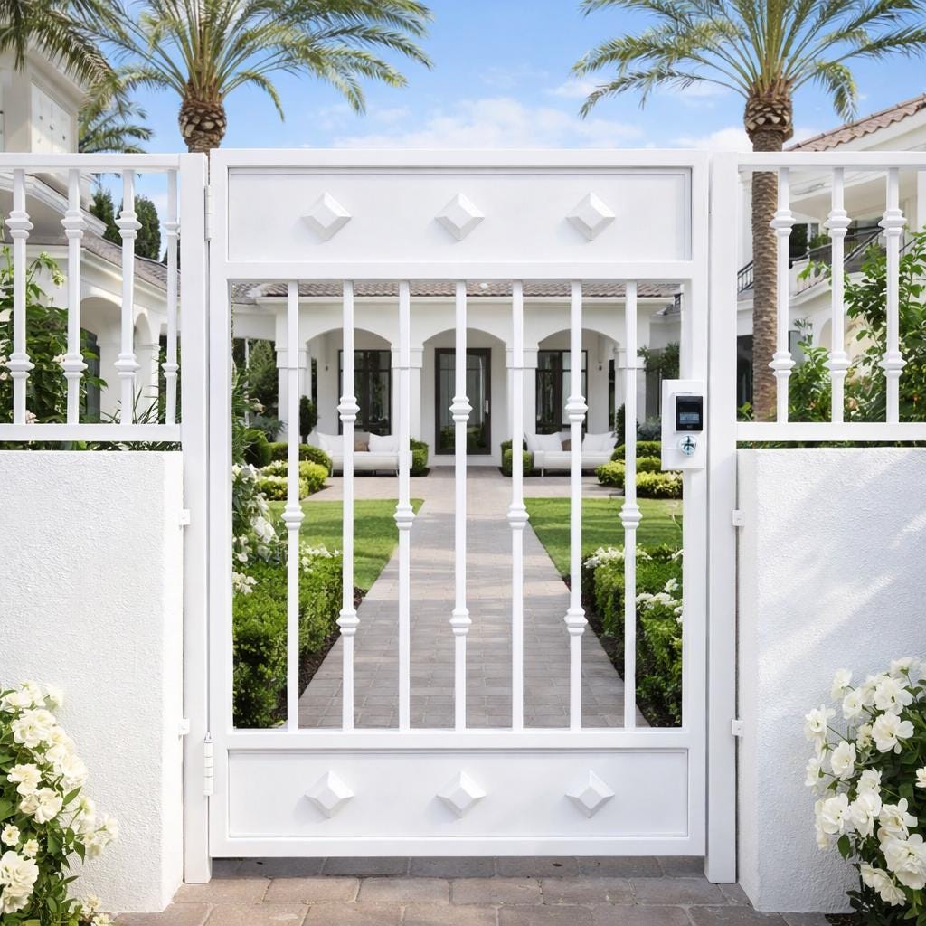 Steel Security Gate Door – Modern Iron Entry Gate & Decorative Metal Garden Gate, Custom Outdoor Front Yard Gate by