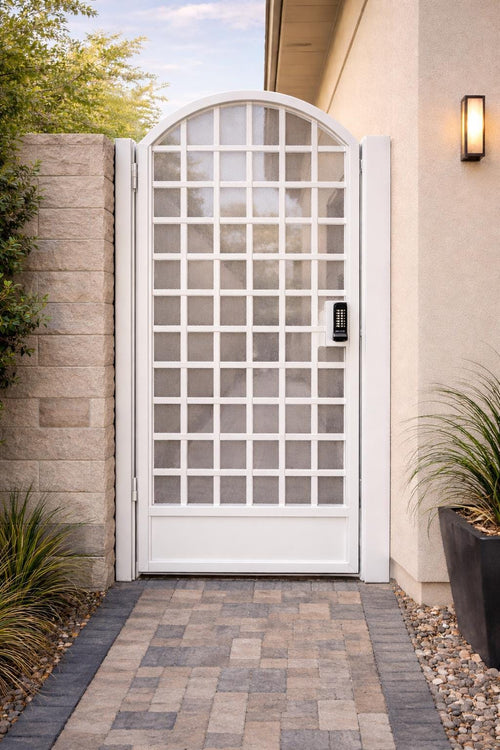 Arched Modern Steel Security Gate by the steel fabrication shop, product image 2