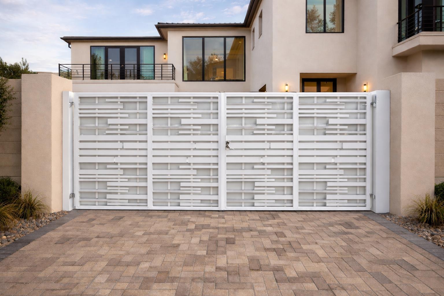 Solstice Grid Steel Driveway Gate by the steel fabrication shop, product image 3