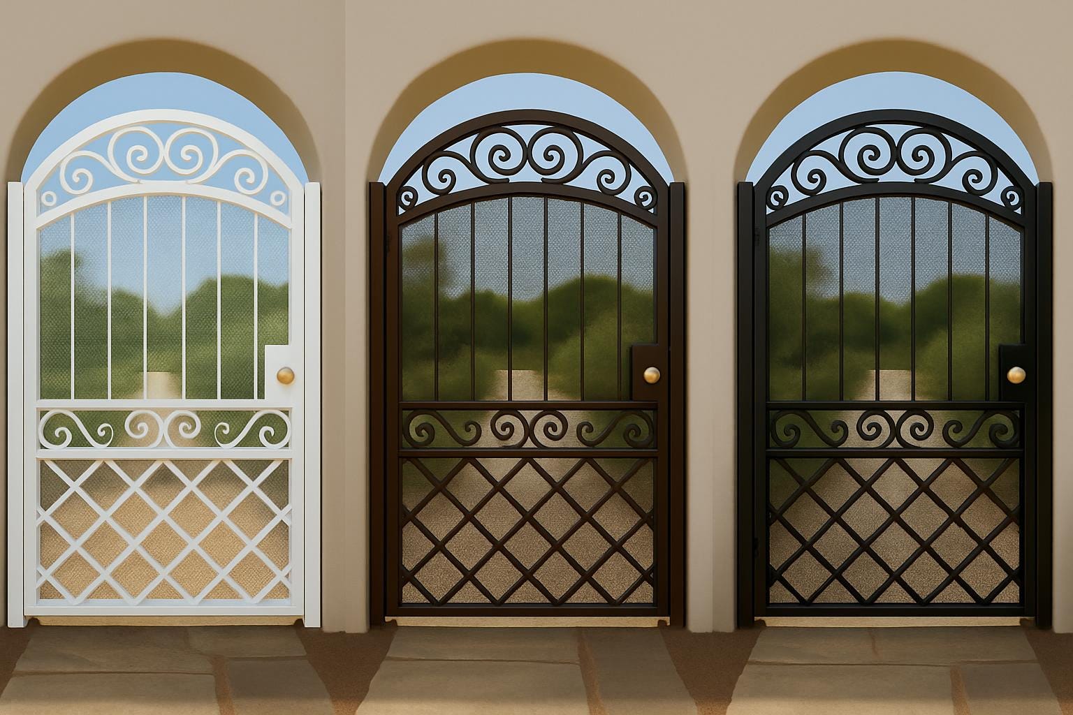 Arched Wrought Iron Garden Gate with X Design by the steel fabrication shop, product image 5