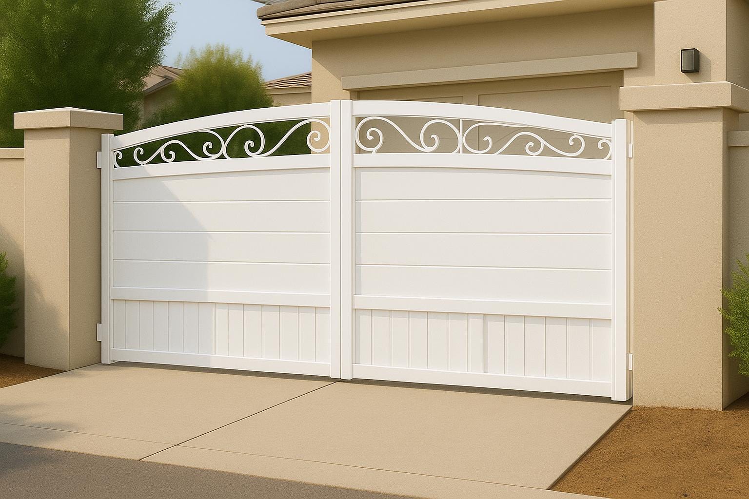 Modern Arched Bifold Driveway Gate by the steel fabrication shop, product image 3