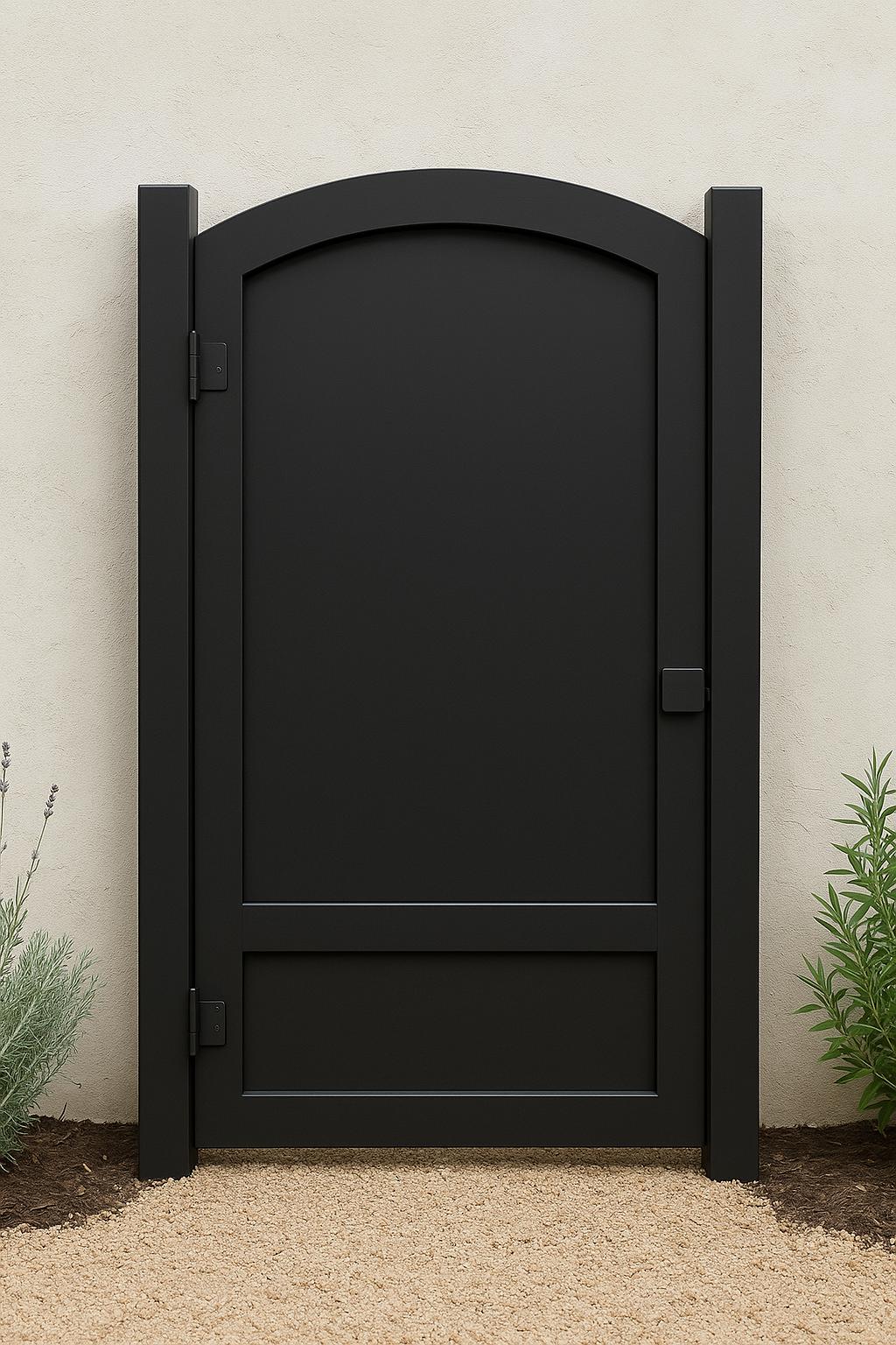 Heart Scroll Wrought Iron Garden Gate - Arched Metal Entryway 36x84 by the steel fabrication shop, product image 2