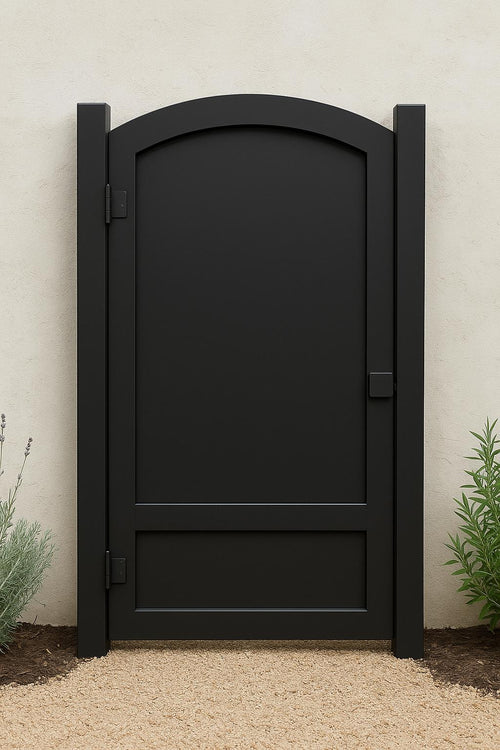 Heart Scroll Wrought Iron Garden Gate - Arched Metal Entryway 36x84 by the steel fabrication shop, product image 2