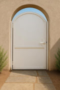 Custom Arched Steel Privacy Gate by the steel fabrication shop, product image 1