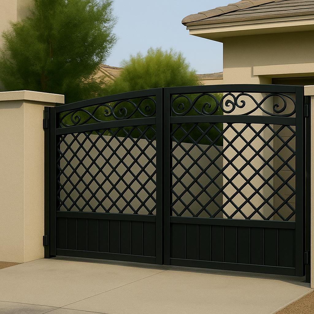 Scroll Driveway Gate – Lattice Double Swing Steel Entrance by the steel fabrication shop, product image 3