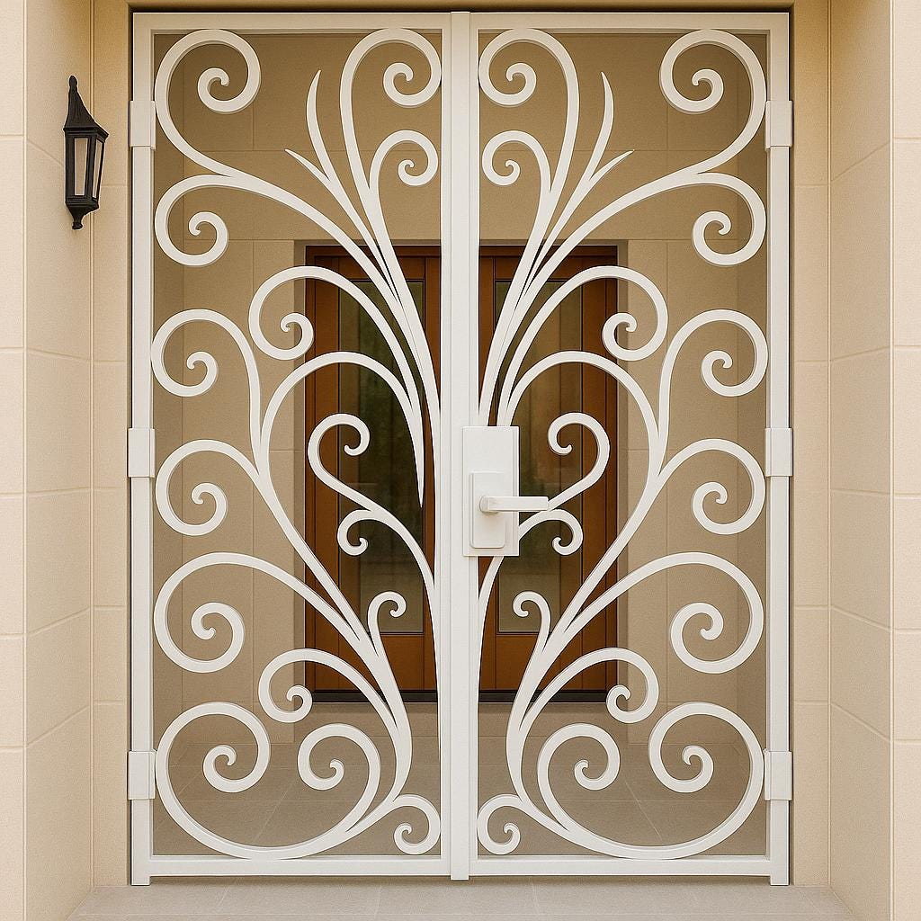 Wrought Iron Security Door: Scrollwork Entry Gate - Custom Size & Color by the steel fabrication shop, product image 3