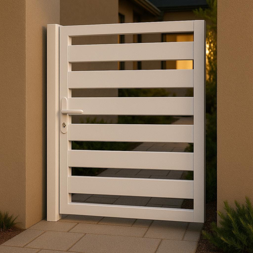 Modern Horizontal Slat Steel Gate by the steel fabrication shop, product image 1