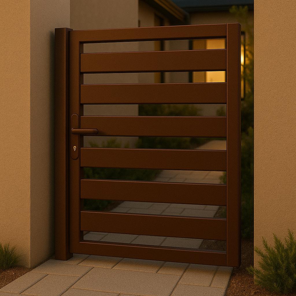 Modern Horizontal Slat Steel Gate by the steel fabrication shop, product image 5