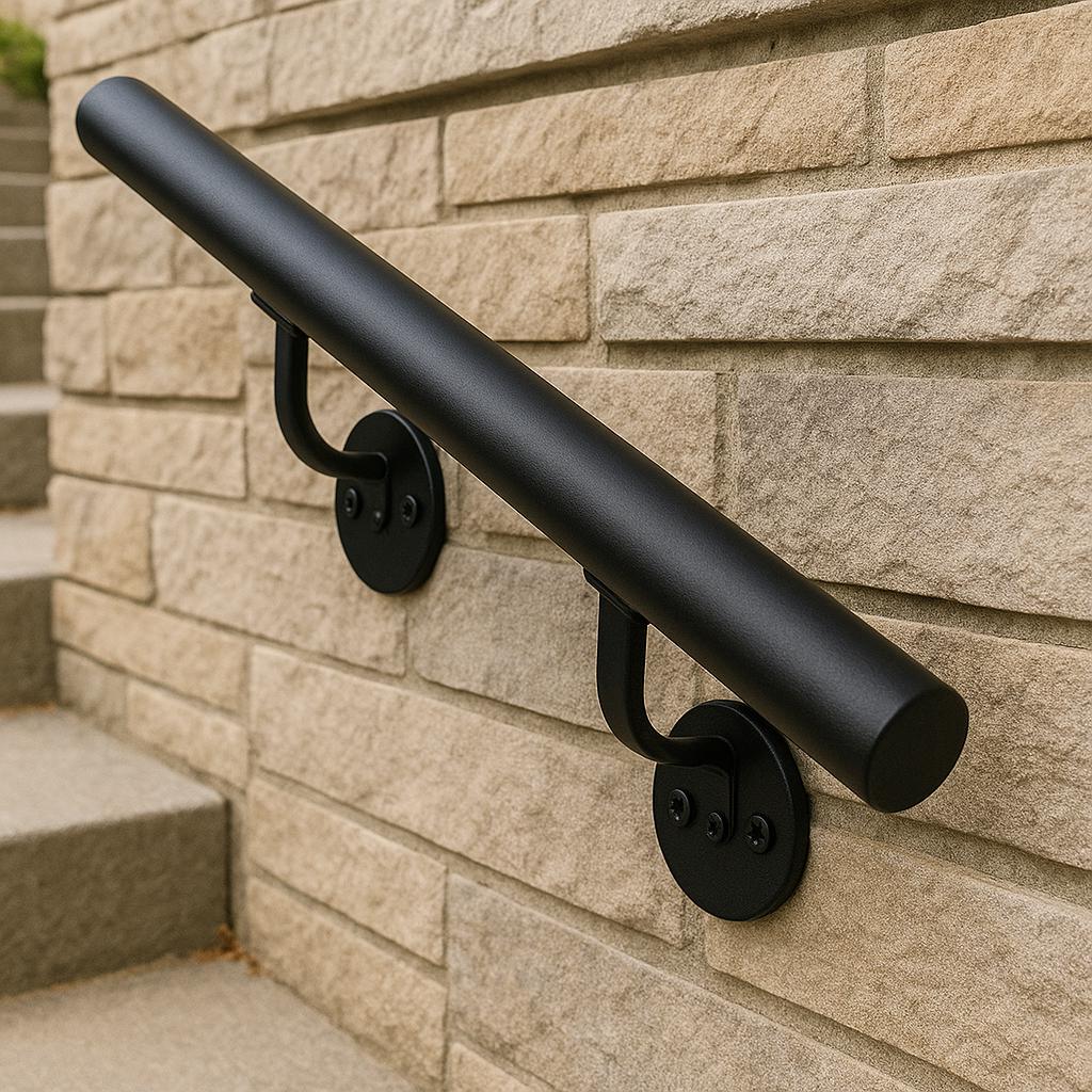 Modern Steel Handrail – Round Metal Stair Railing by the steel fabrication shop, product image 1