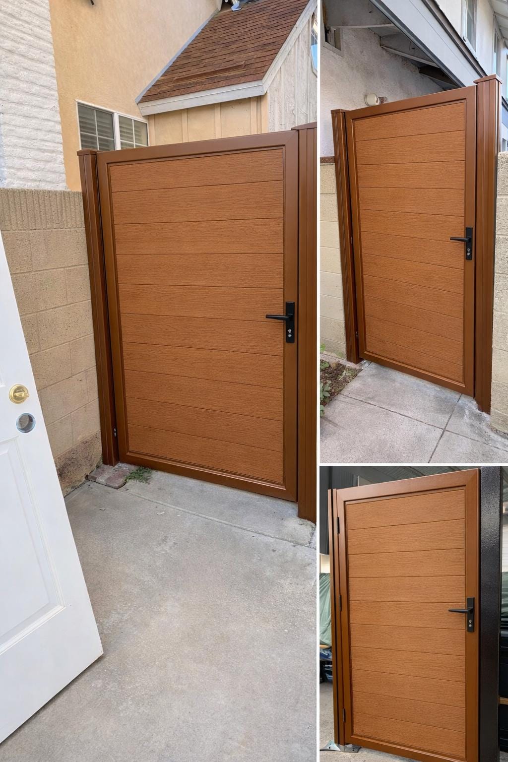 Modern Aluminum Privacy Gate with Composite Wood Panels by the steel fabrication shop, product image 5
