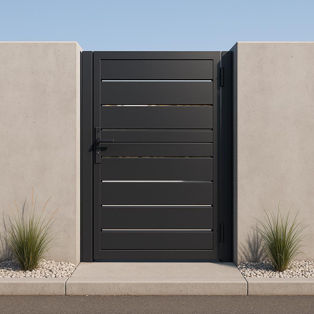 Modern Horizontal Slat Steel Gate by the steel fabrication shop, product image 2