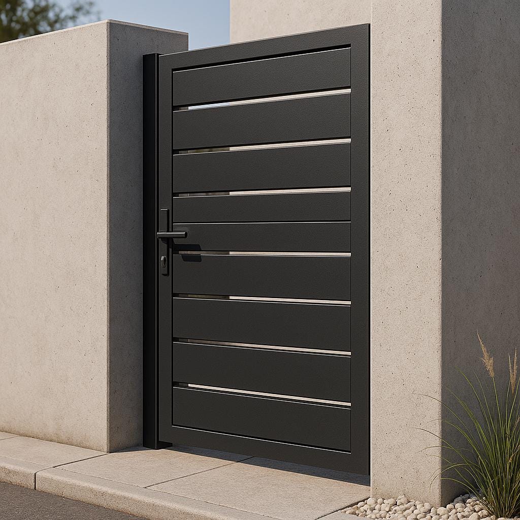 Modern Horizontal Slat Steel Gate by the steel fabrication shop, product image 3