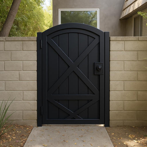 Arched Steel Garden Gate – Modern Privacy Yard Gate by the steel fabrication shop, product image 1