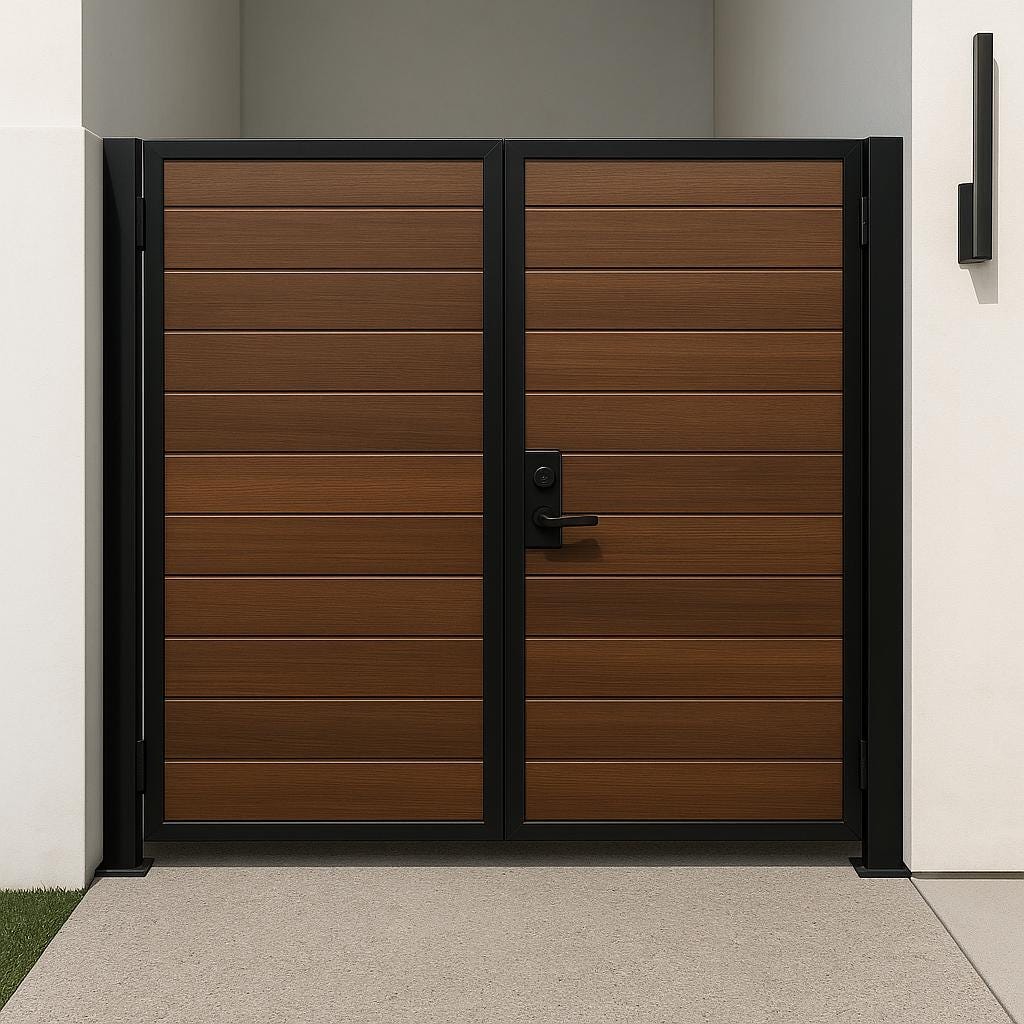 Modern Steel & Wood Privacy Gate by the steel fabrication shop, product image 1