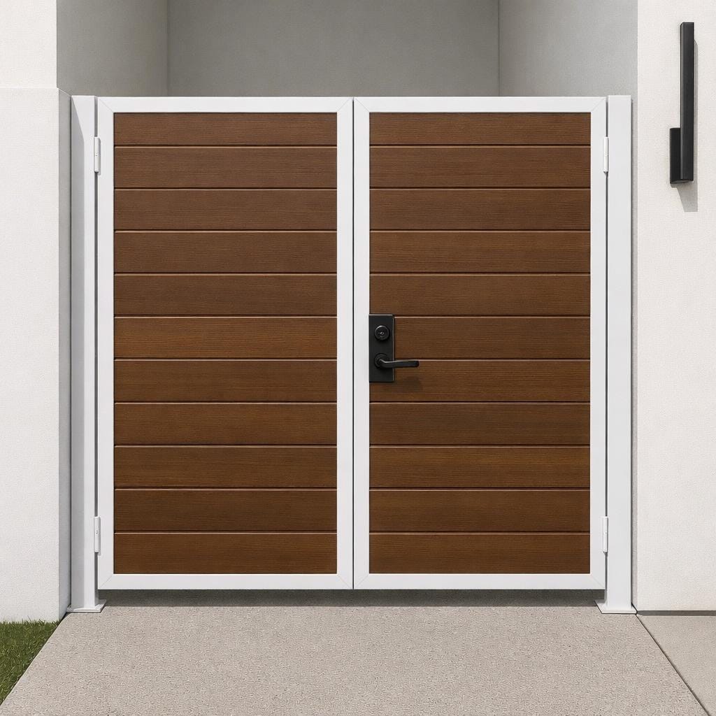 Modern Steel & Wood Privacy Gate by the steel fabrication shop, product image 2