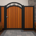 Modern Arched Steel & Wood Garden Gate by the steel fabrication shop, product image 1