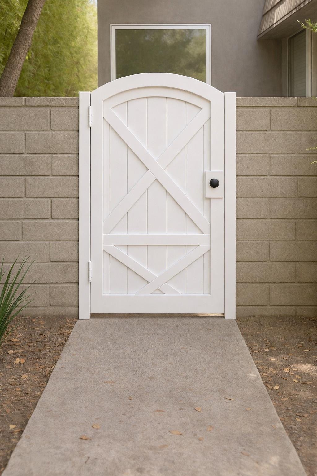 Arched Steel Garden Gate – Modern Privacy Yard Gate by the steel fabrication shop, product image 3