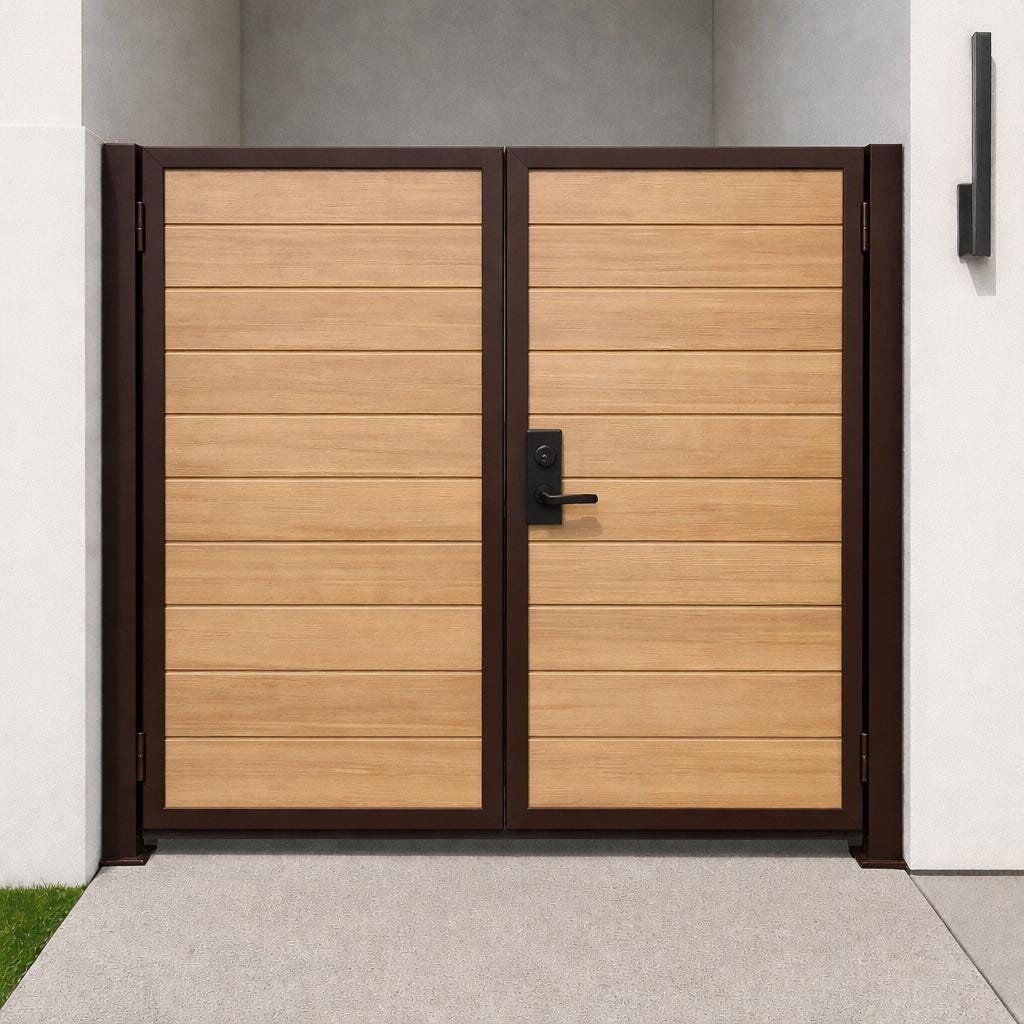 Modern Steel & Wood Privacy Gate by the steel fabrication shop, product image 5