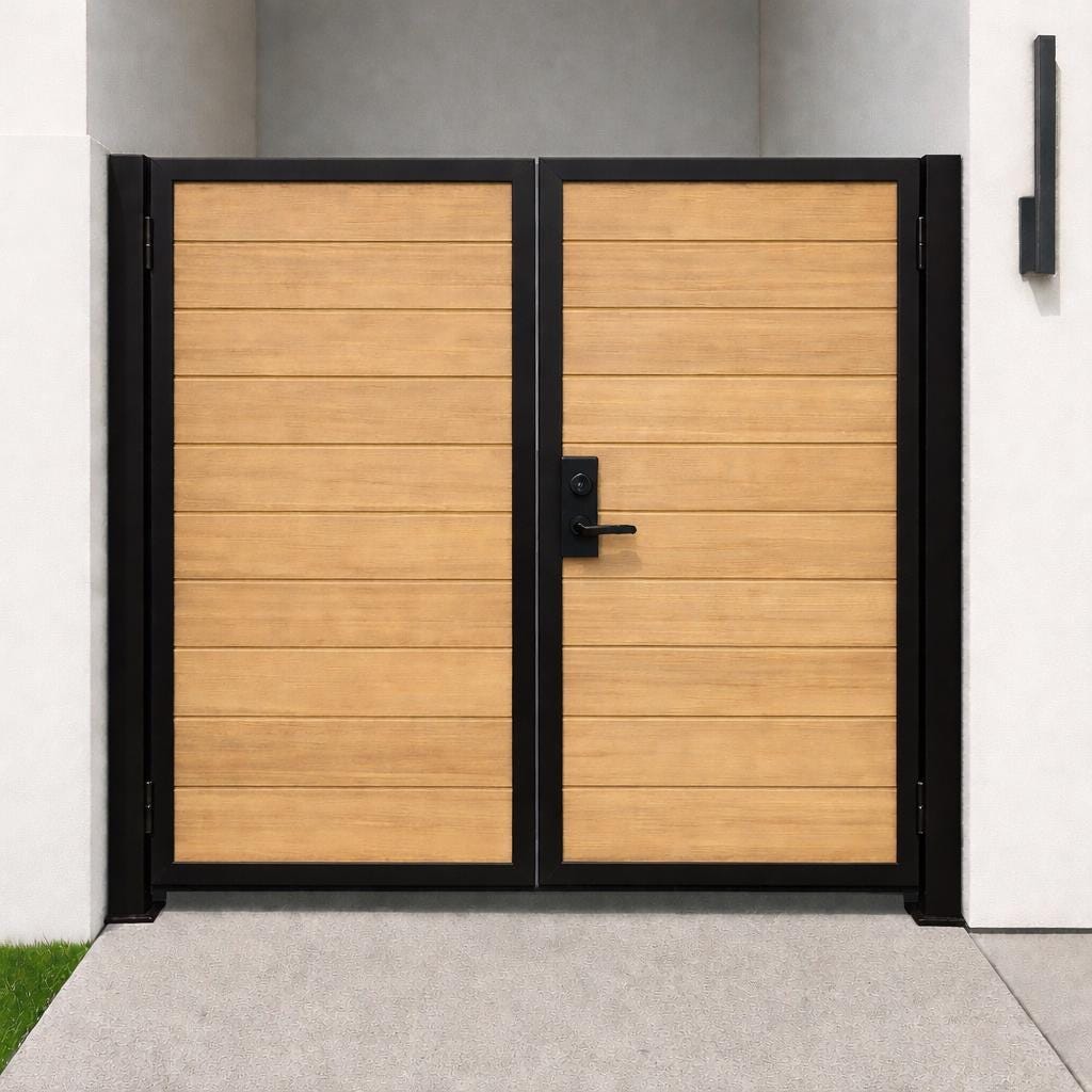 Modern Steel & Wood Privacy Gate by the steel fabrication shop, product image 3