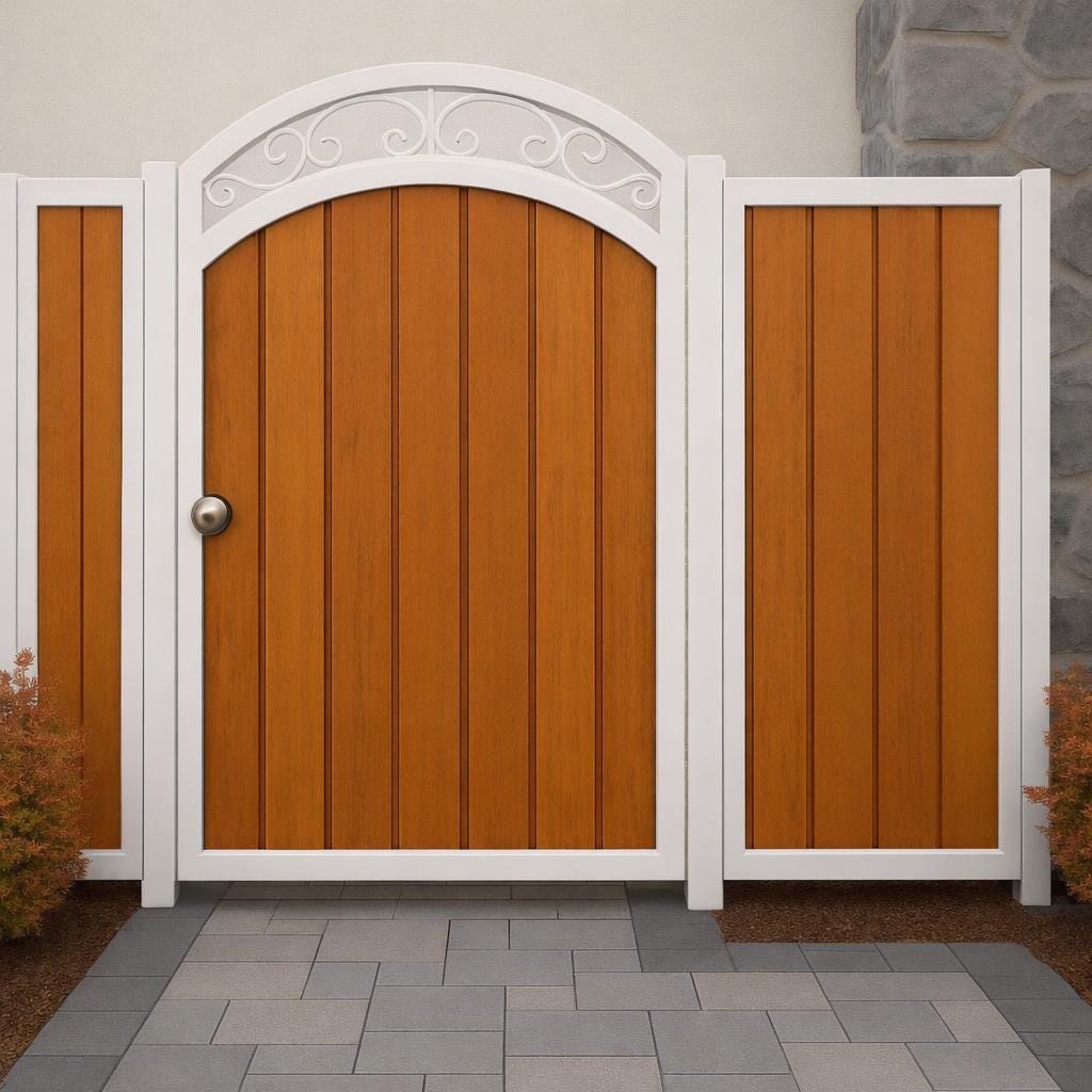 Modern Arched Steel & Wood Garden Gate by the steel fabrication shop, product image 4