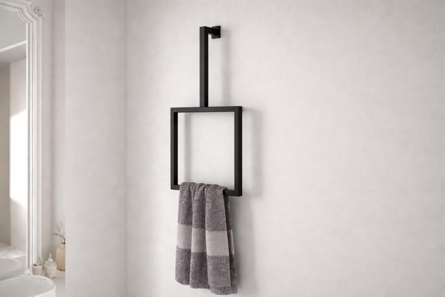Modern Square Metal Towel Holder by the steel fabrication shop, product image 4