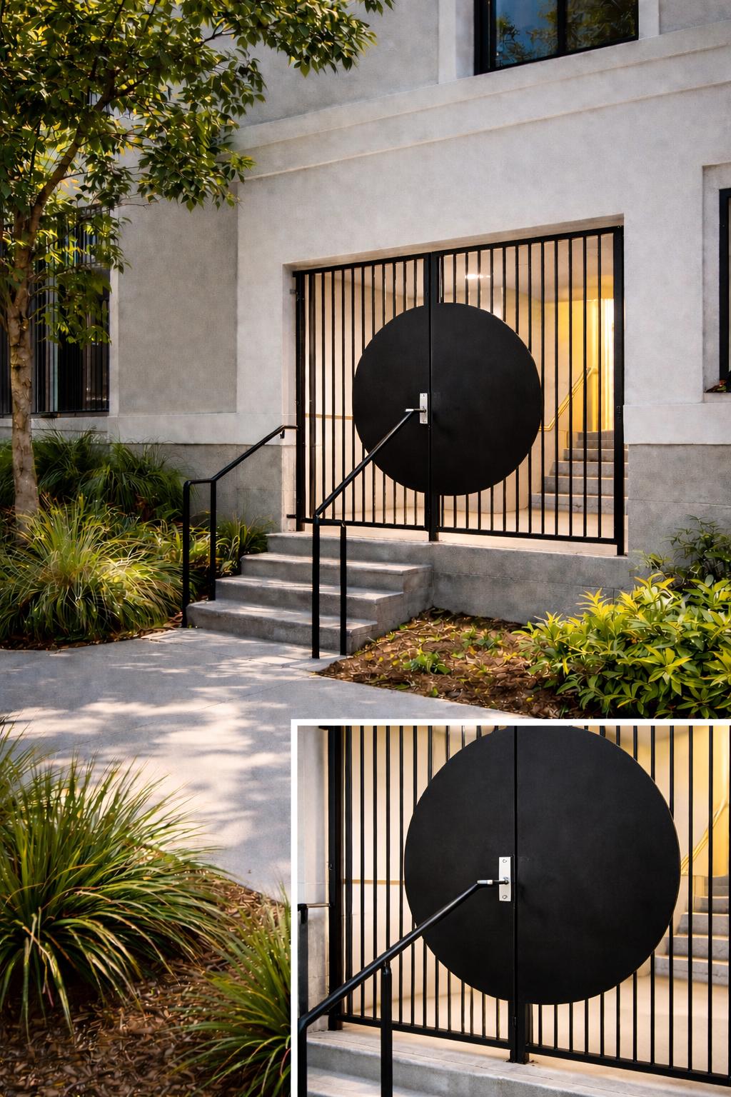 Modern Round Metal Gate Door by the steel fabrication shop, product image 5
