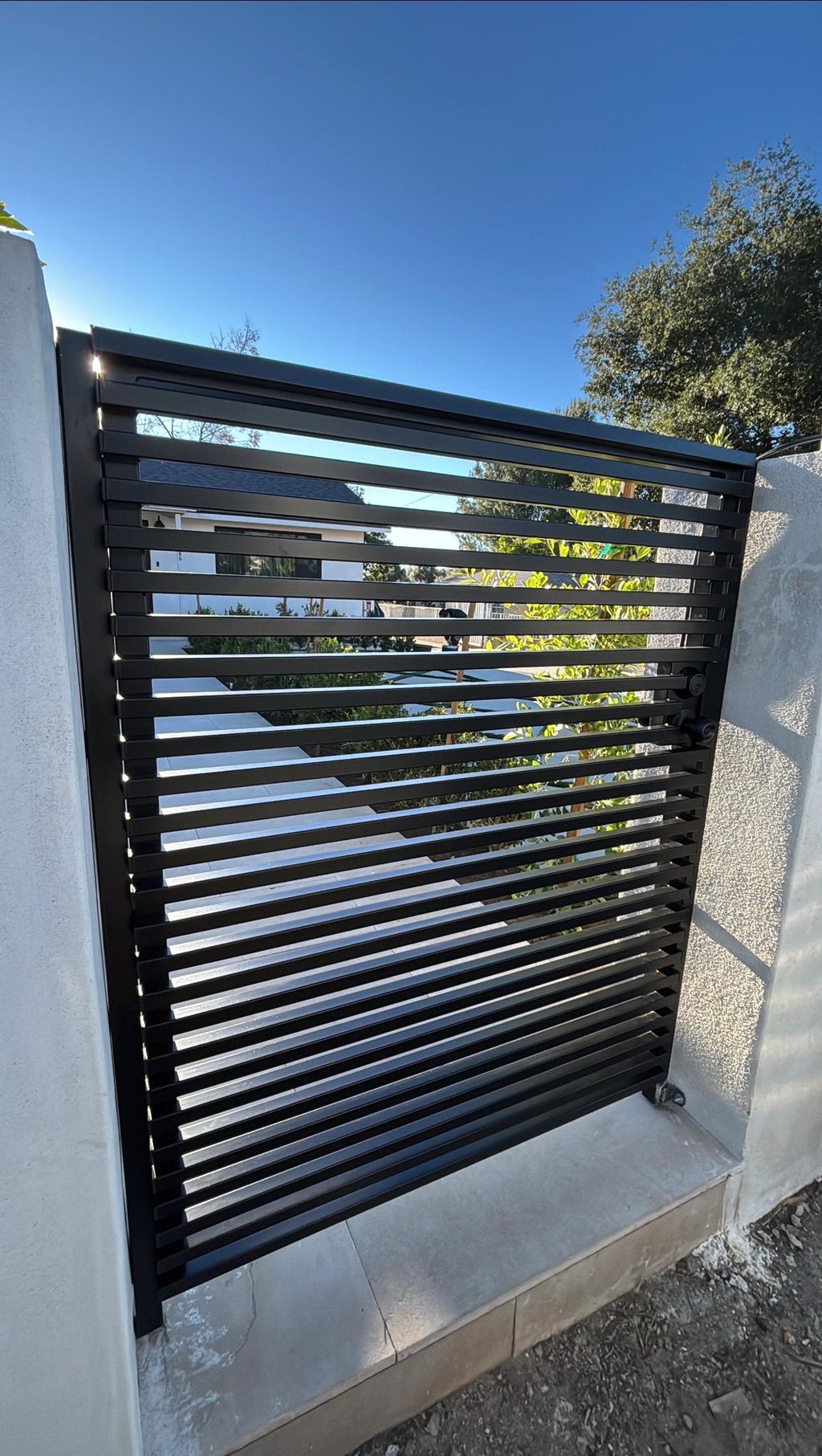 Custom Modern Metal Gate – Horizontal Slat Steel Entry Door by the steel fabrication shop, product image 3